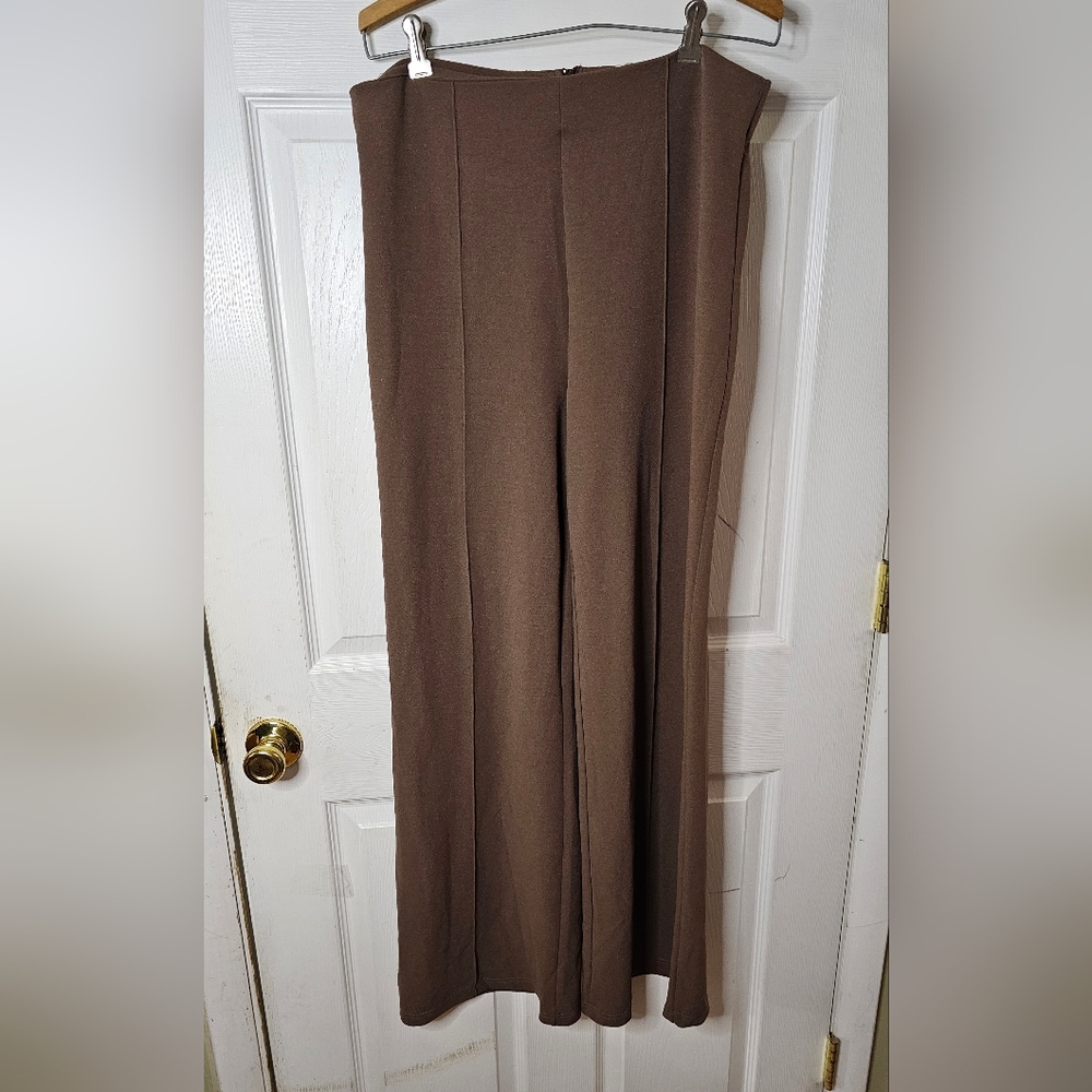 Princess Polly Zip Back Wide Leg Pants Brown Size 12